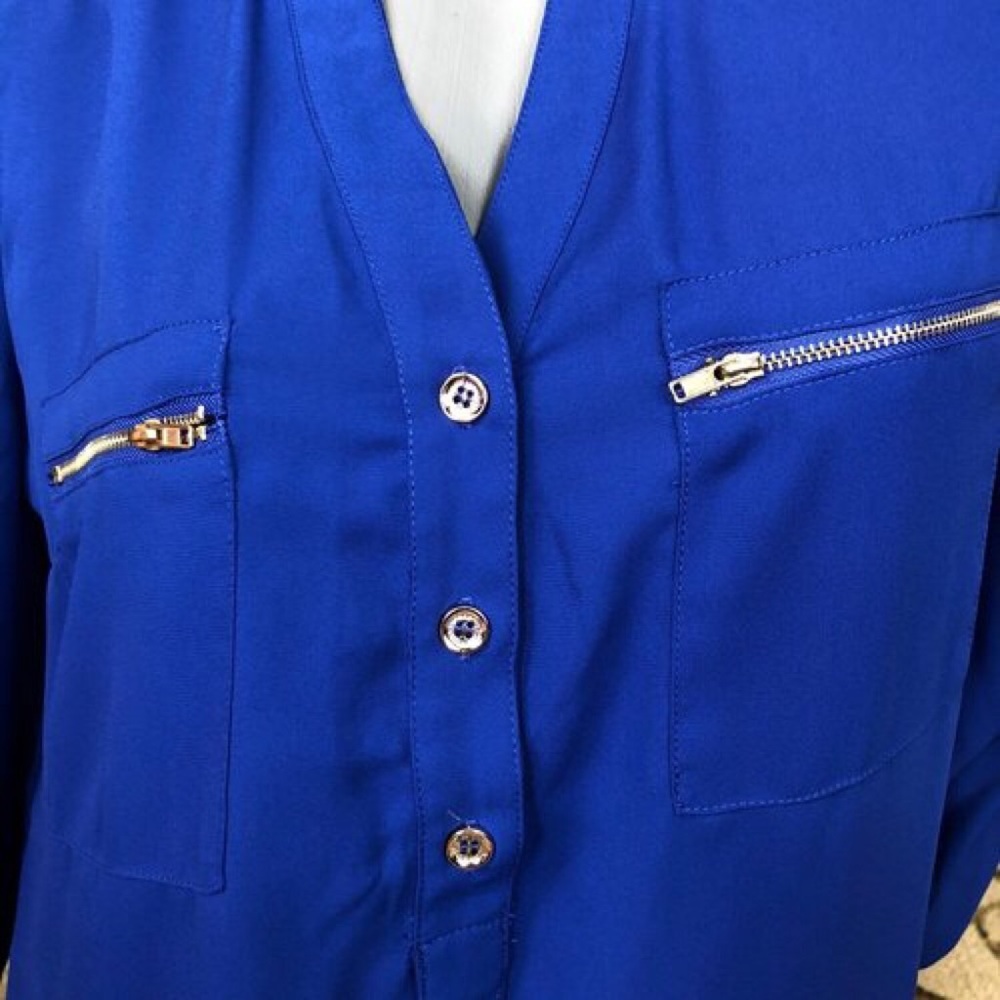 ROYAL BLUE BLOUSE - Picture 2 of 4